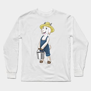 Goat as Farmer with Bucket Long Sleeve T-Shirt